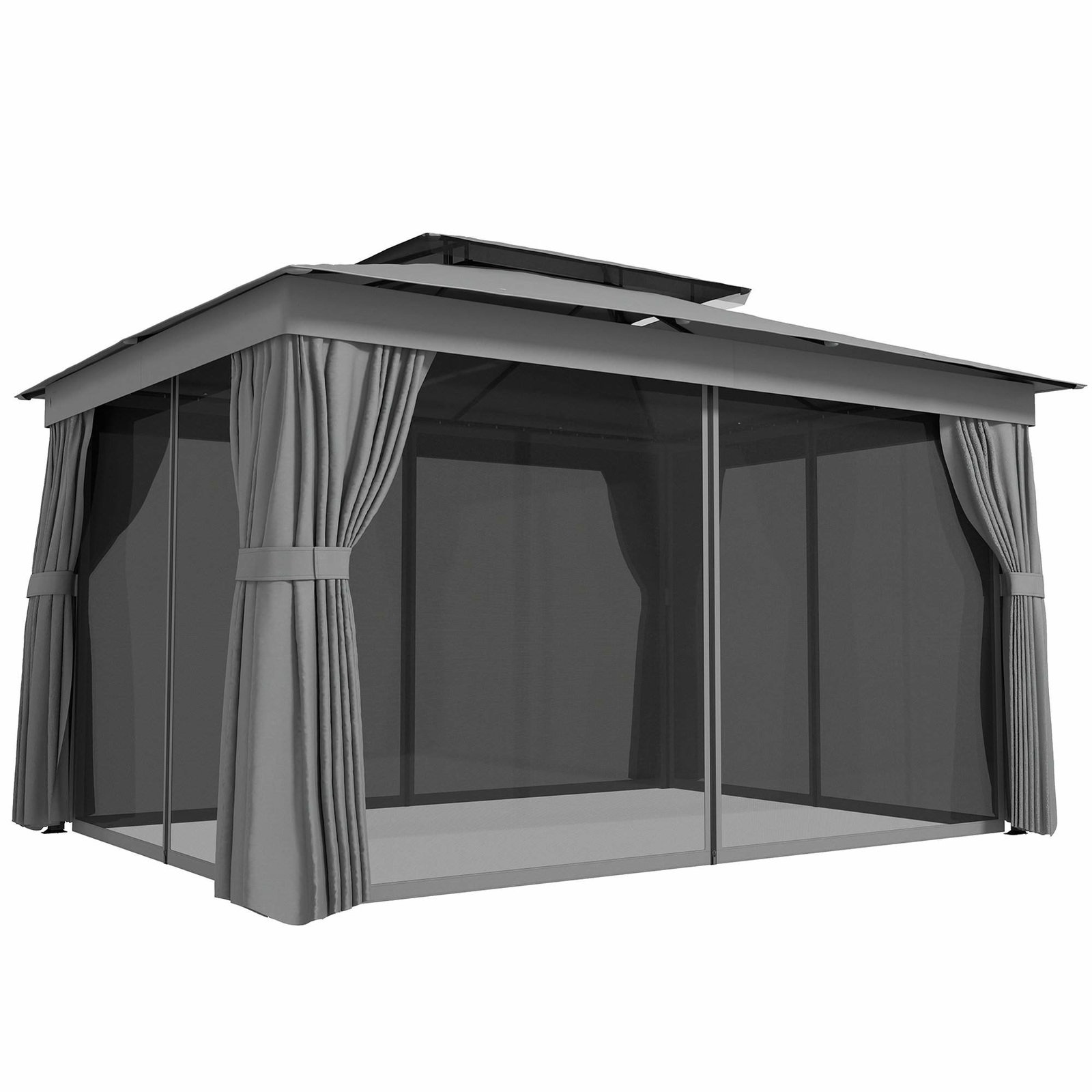 Vandafvisende 3,8x3m havepavillon – dobbelt tag, gardiner