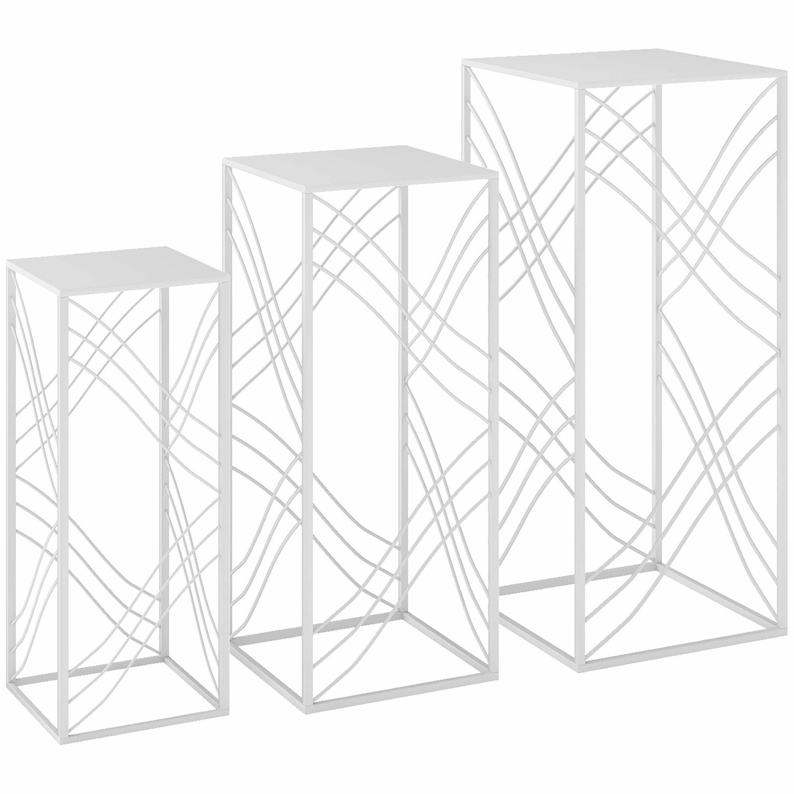 Stabelbare metalplantestativer – 50/60/70 cm, hvid