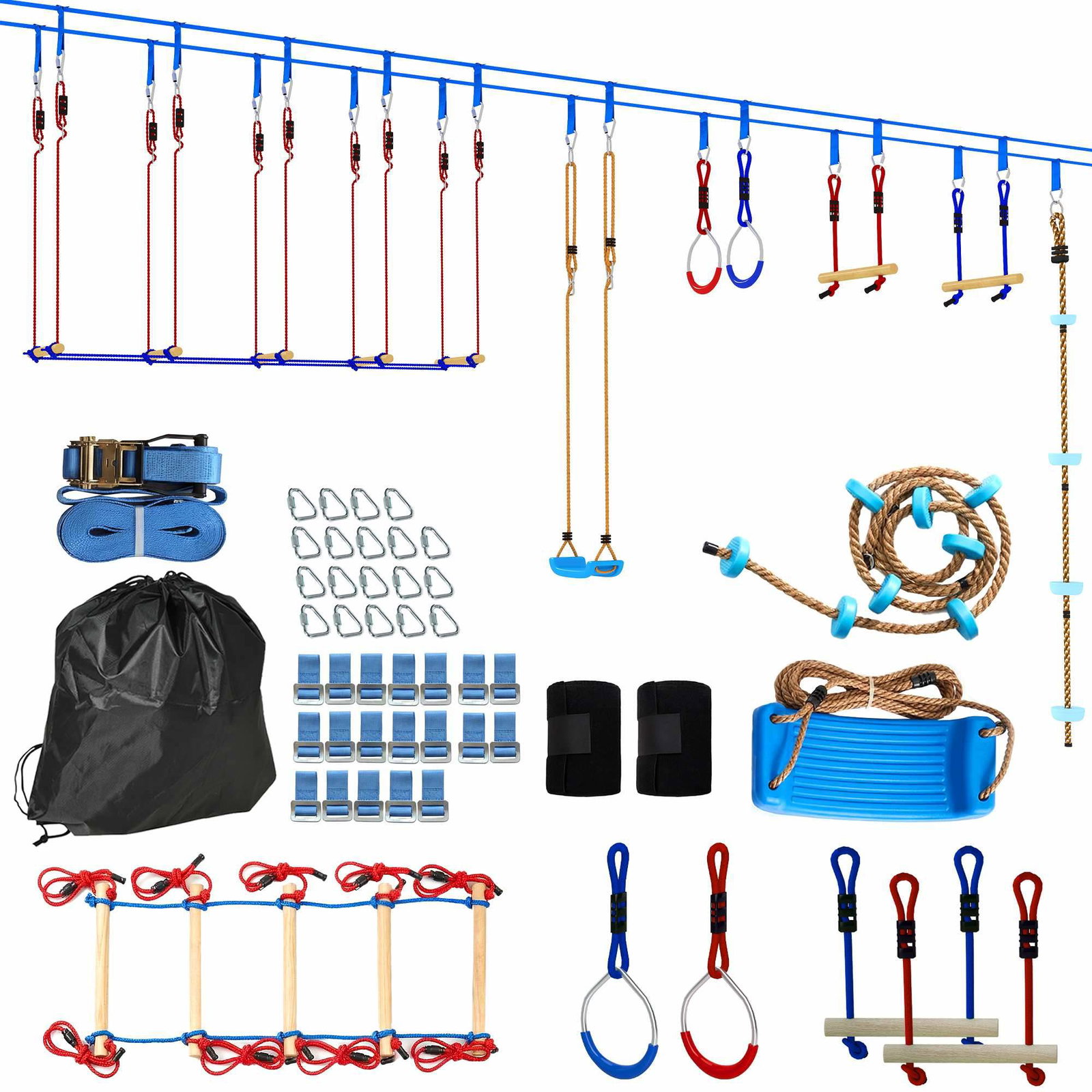 Ninja Slackline-set för barn, 24 m med 7 hinder | Hem & Hobby | Pryloteket