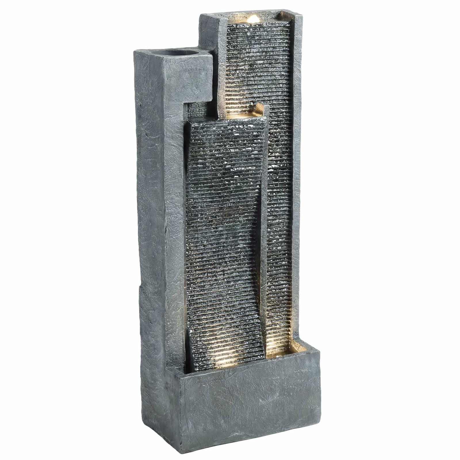 3-vånings trädgårdsfontän med LED, justerbar stenutseende | Hem & Hobby | Pryloteket