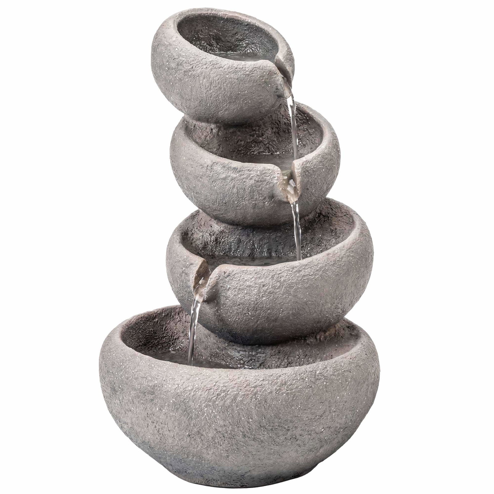 Udendørs harpiksfontæne med LED-lys – 4-lags stenlook