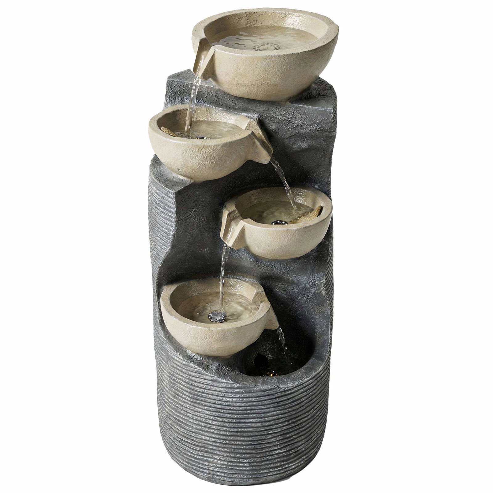 5-vånings trädgårdsfontän med LED-lampor – stenutseende | Hem & Hobby | Pryloteket