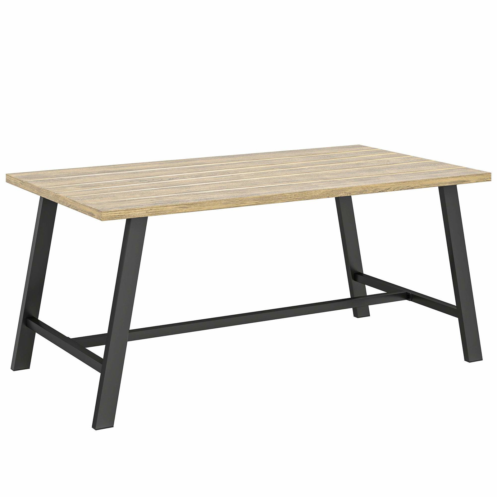Udendørs sofabord – metal, bordplade i trælook, 100x55 cm