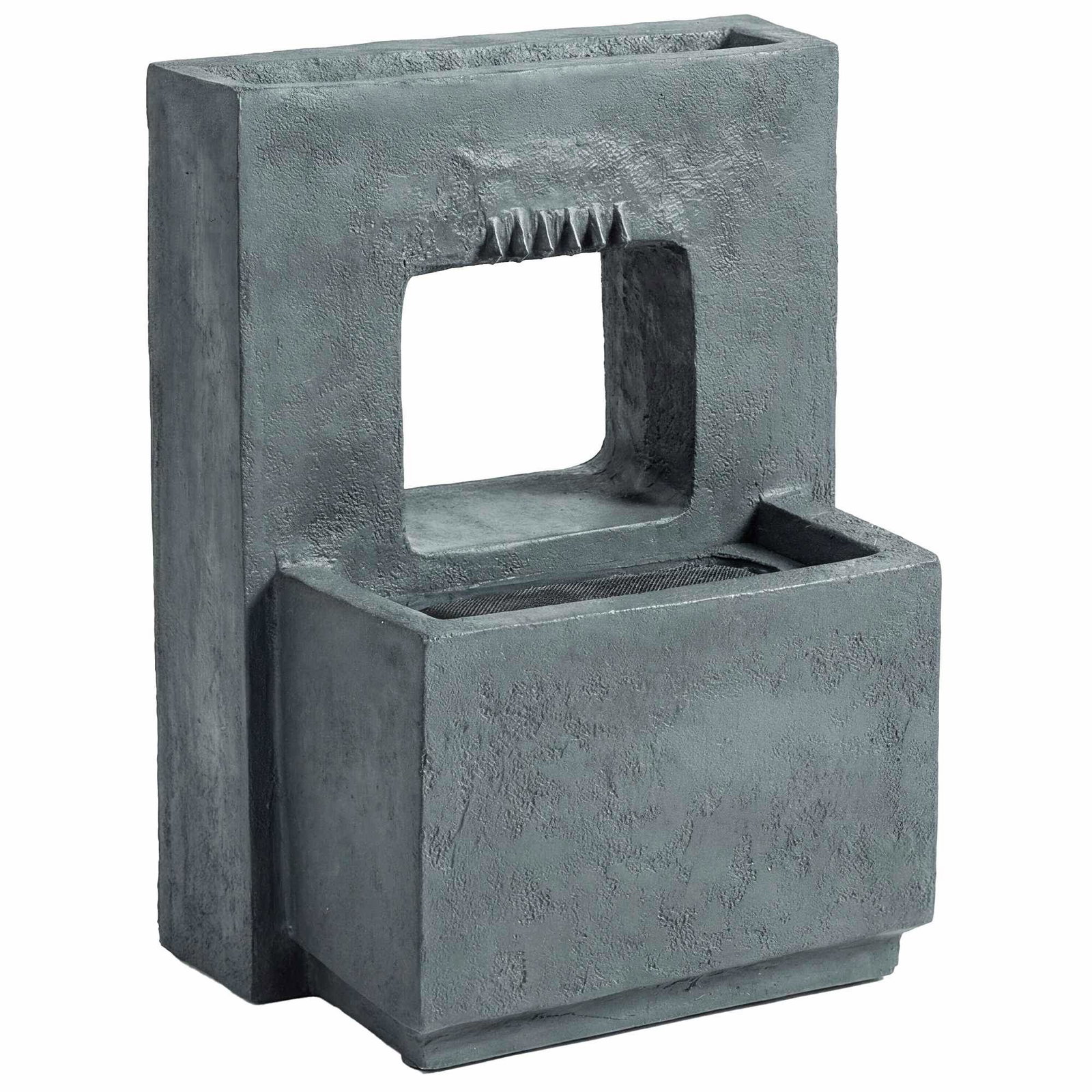 2-lags havefontæne med LED, justerbar stenlook