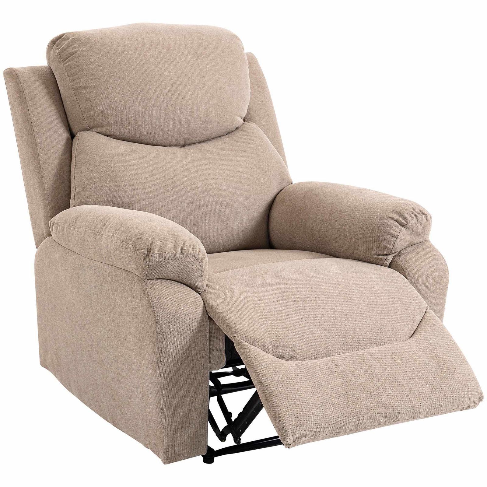Beige lænestol i linnedlook med tyk polstring