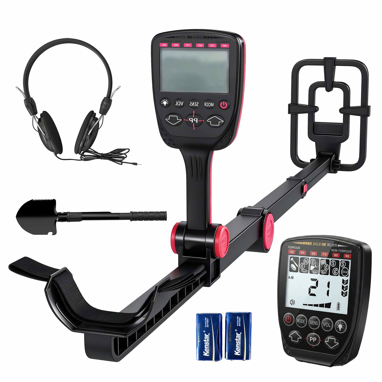 Vandtæt metaldetektor, foldbar med LCD og 4 tilstande