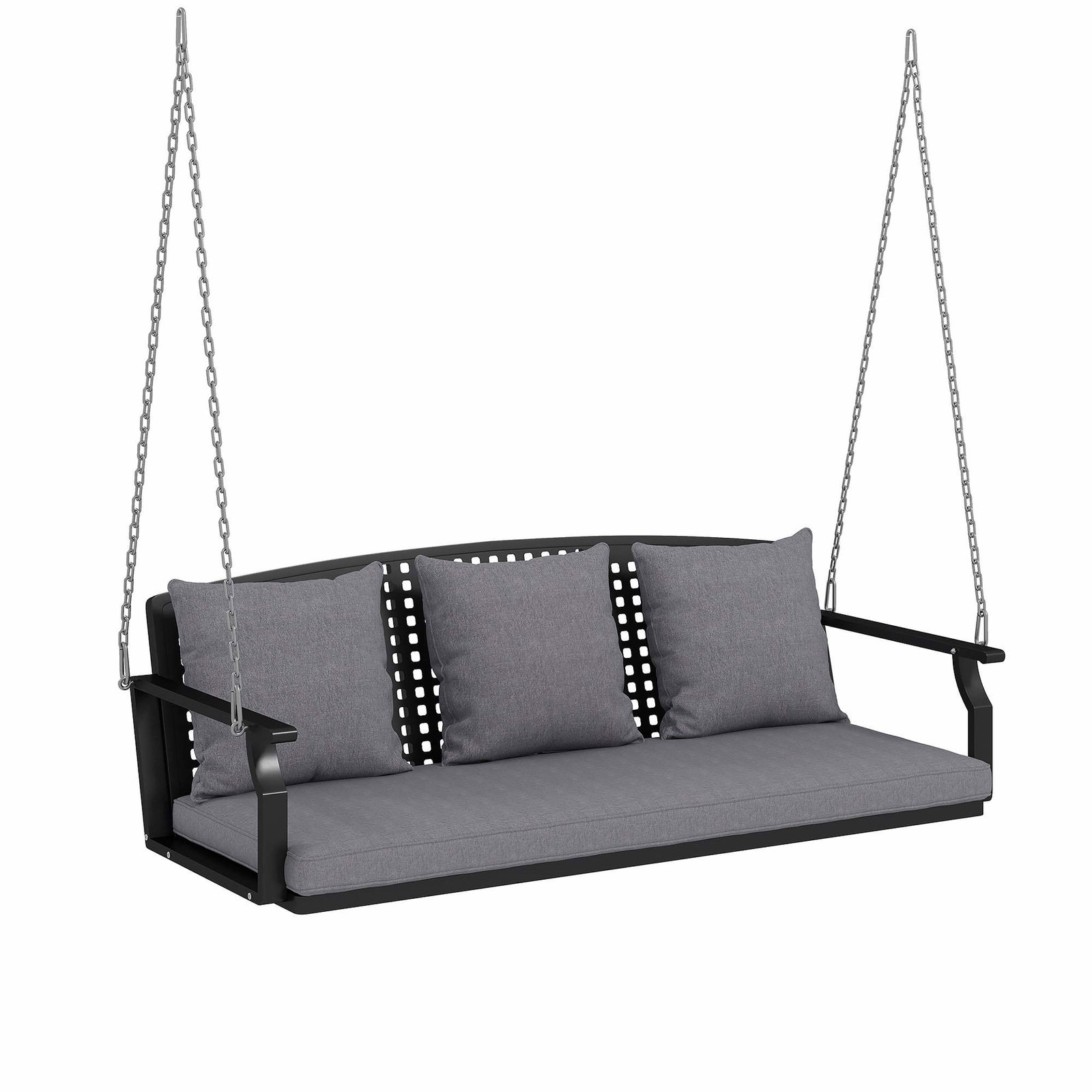 3-sits trädgårdsgunga med kuddar – grå | Hem & Hobby | Pryloteket
