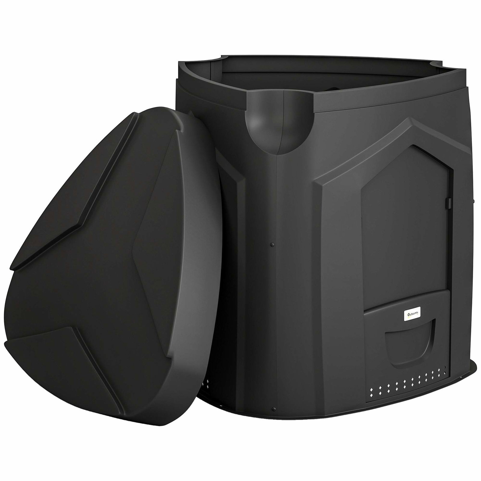 240L trekantet kompostbeholder, 3 døre, sort