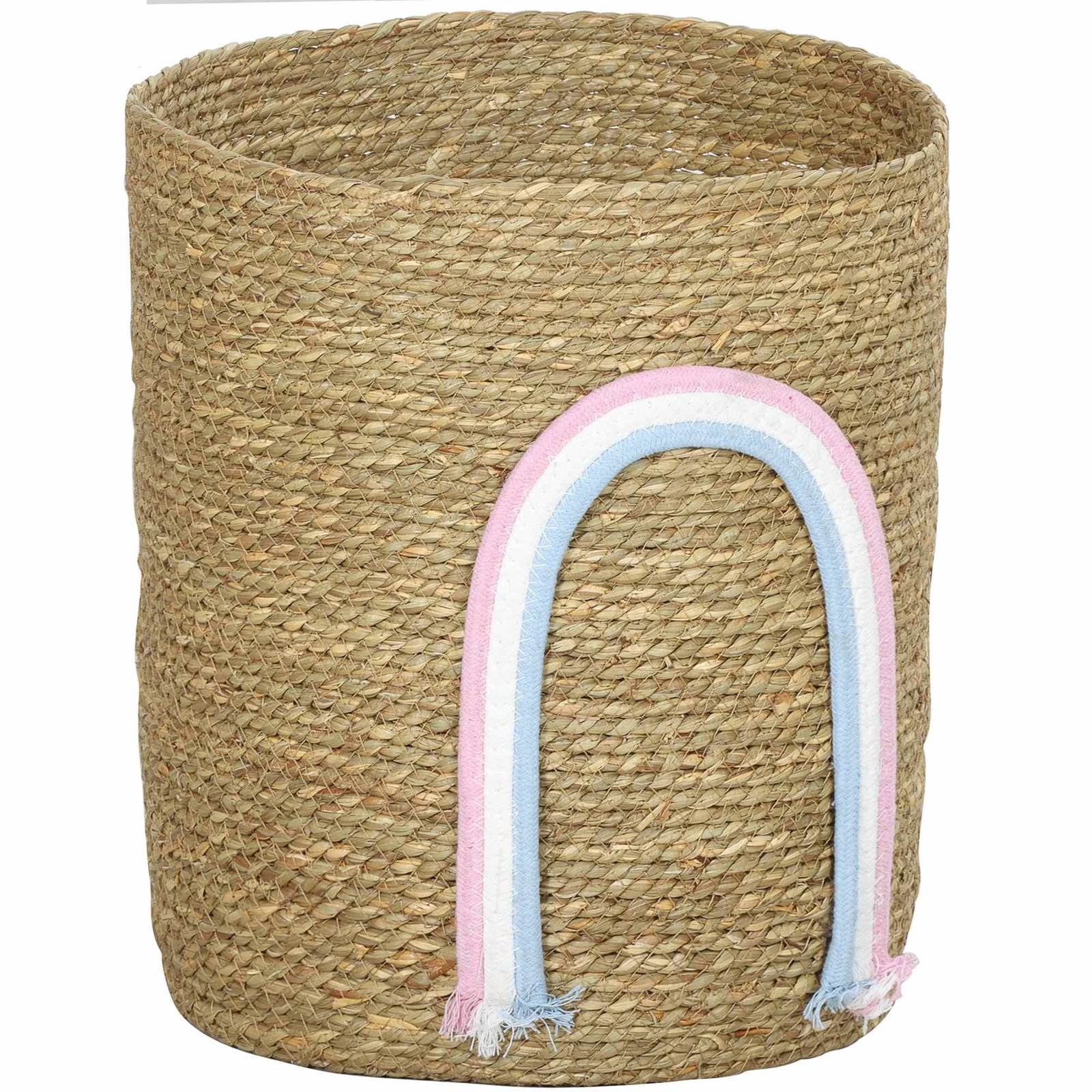 Stor flettet opbevaringskurv, regnbuedekor, 24,7L