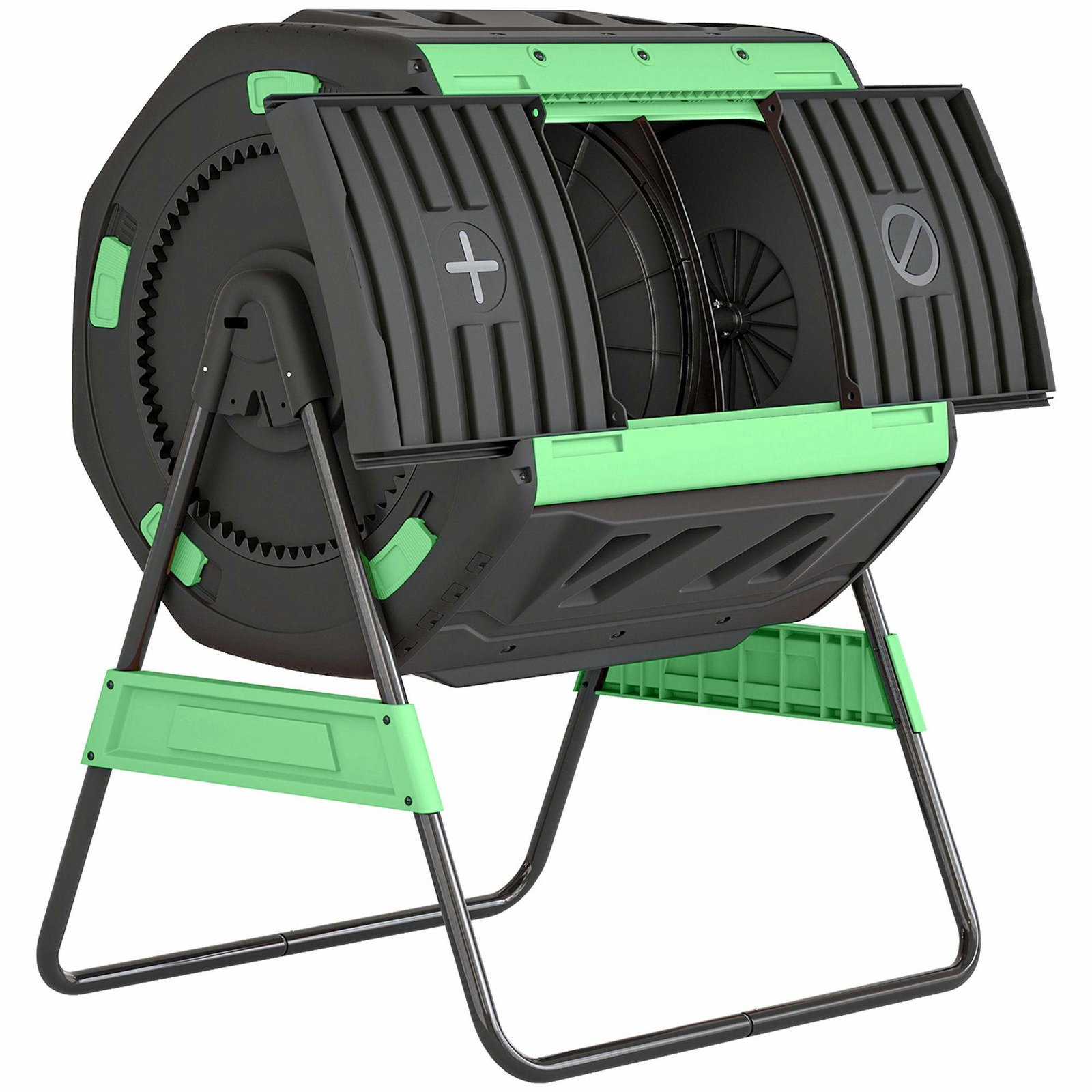 200L kompostbeholder med dobbelt kammer, justerbare ventilationsåbninger, BPA-fri