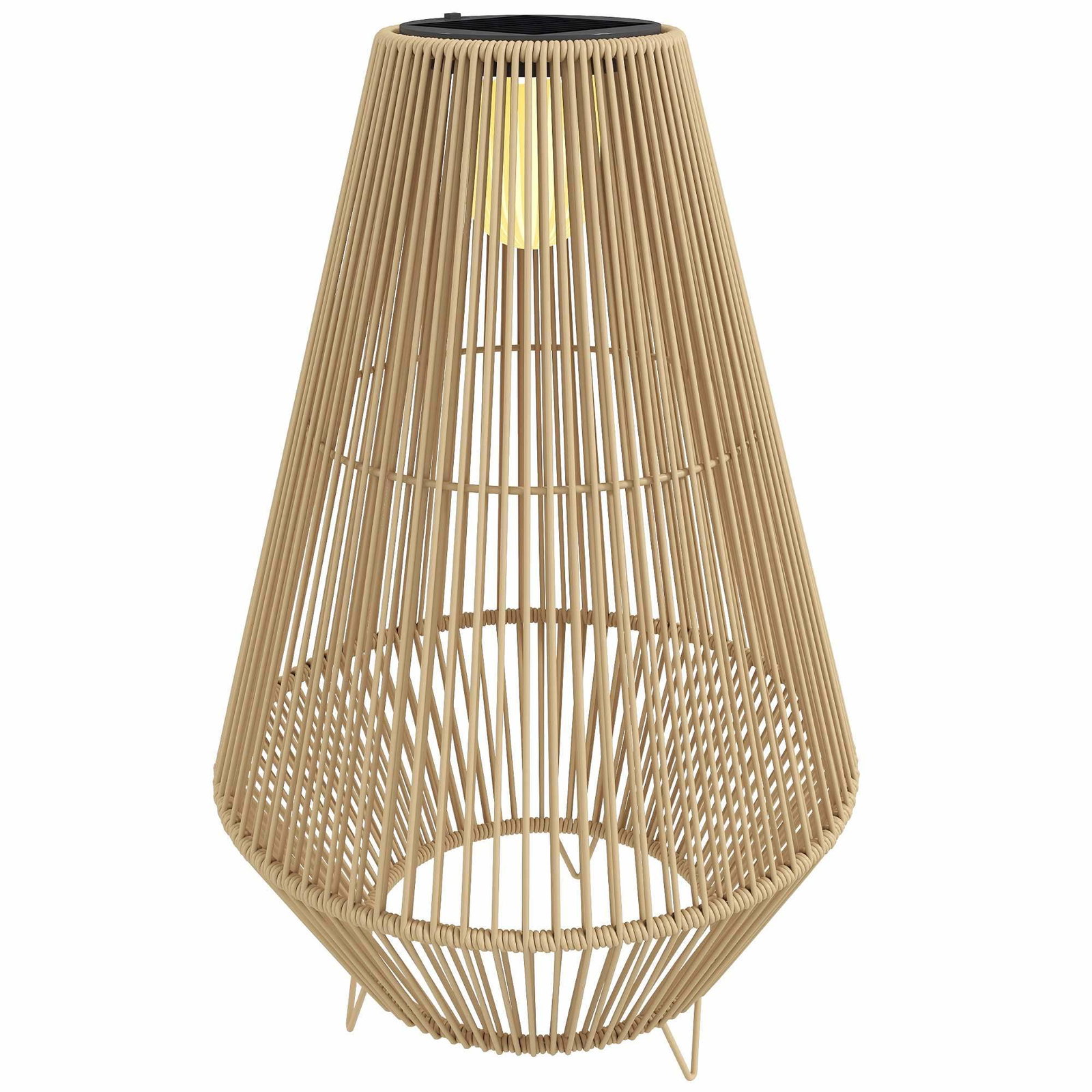 Solcellegulvlampe i rattan – bohemestil, vandtæt LED