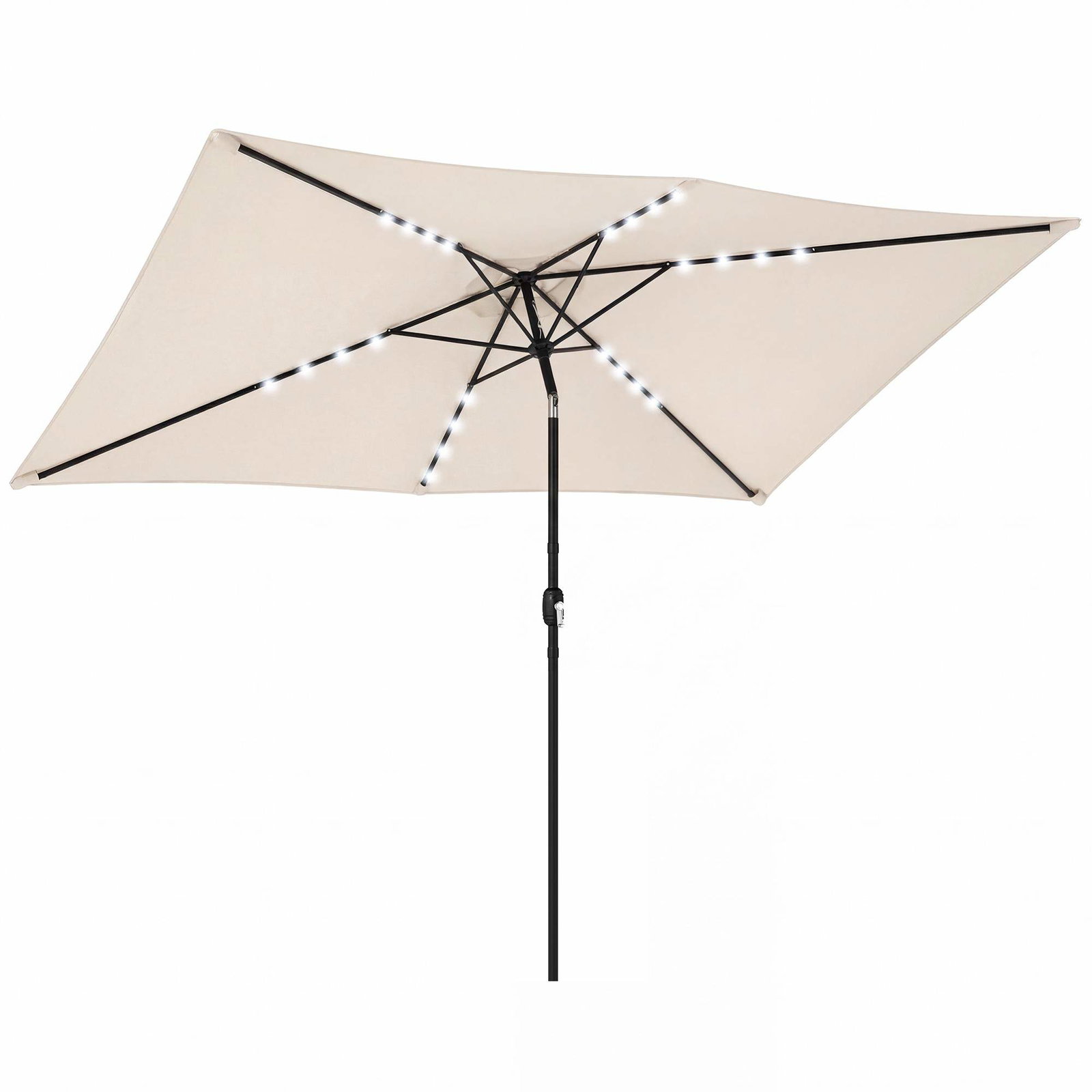 Solcelledrevet LED-parasol, 300x200 cm, UV-beskyttelse