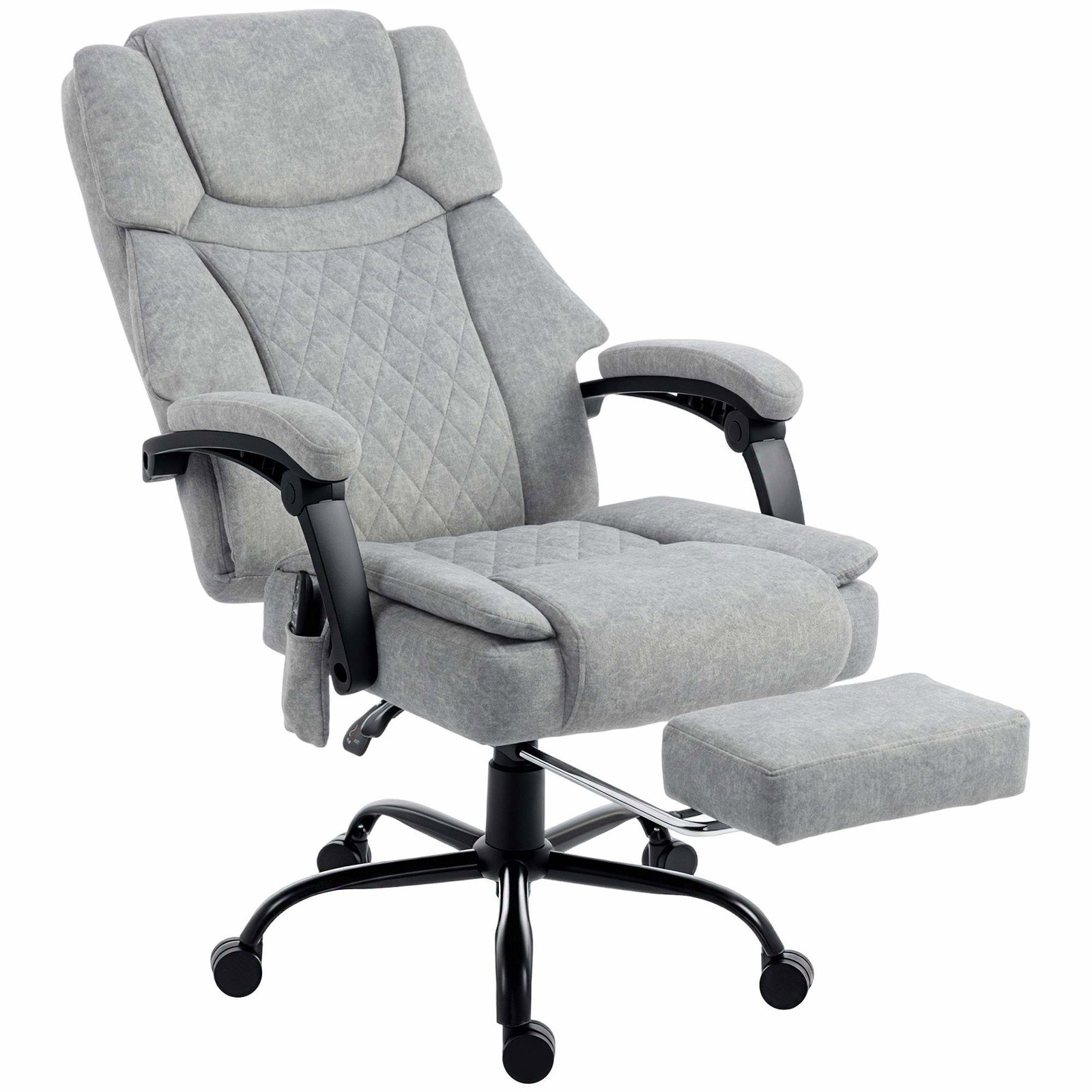 Kontorsstol med hög rygg och massage – vibration och värme, grå | Hem & Hobby | Pryloteket