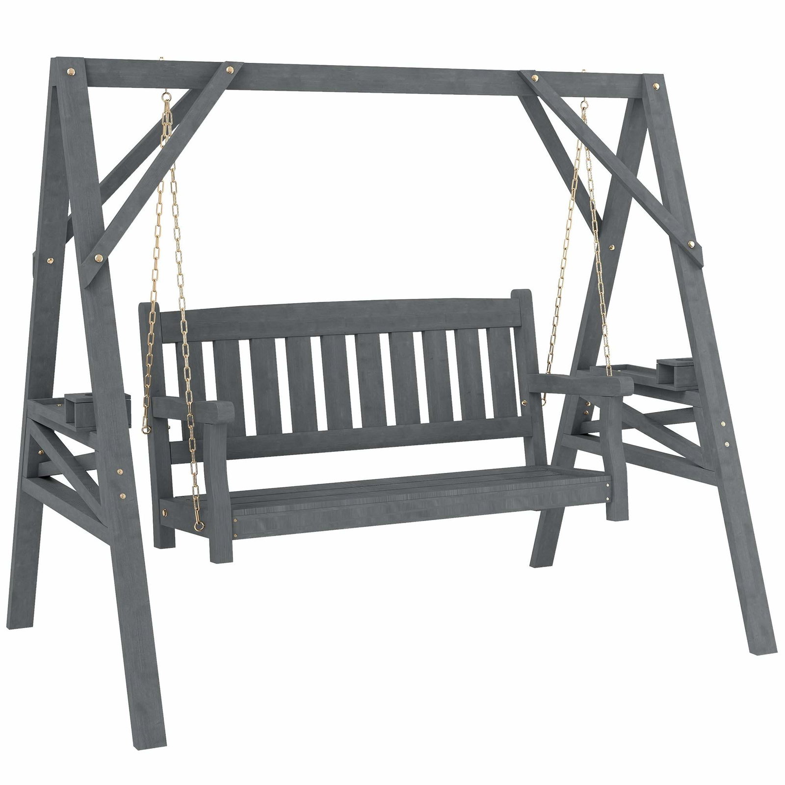 2-sits trädgårdsgunga med hyllor och mugghållare | Hem & Hobby | Pryloteket