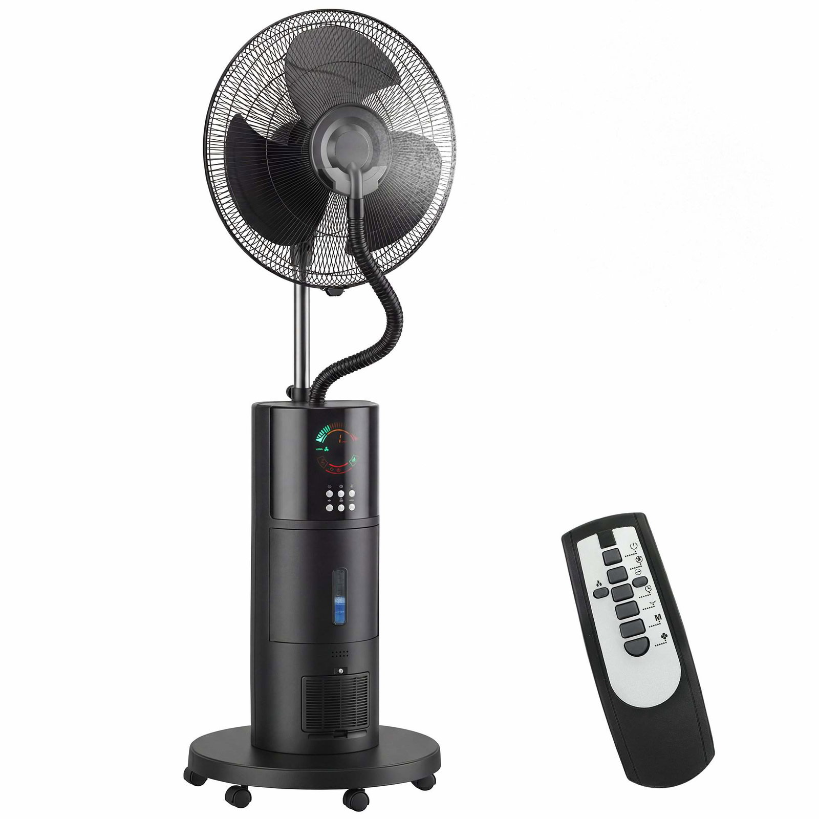 4-i-1 ventilator med tåge, luftrenser og timer, sort