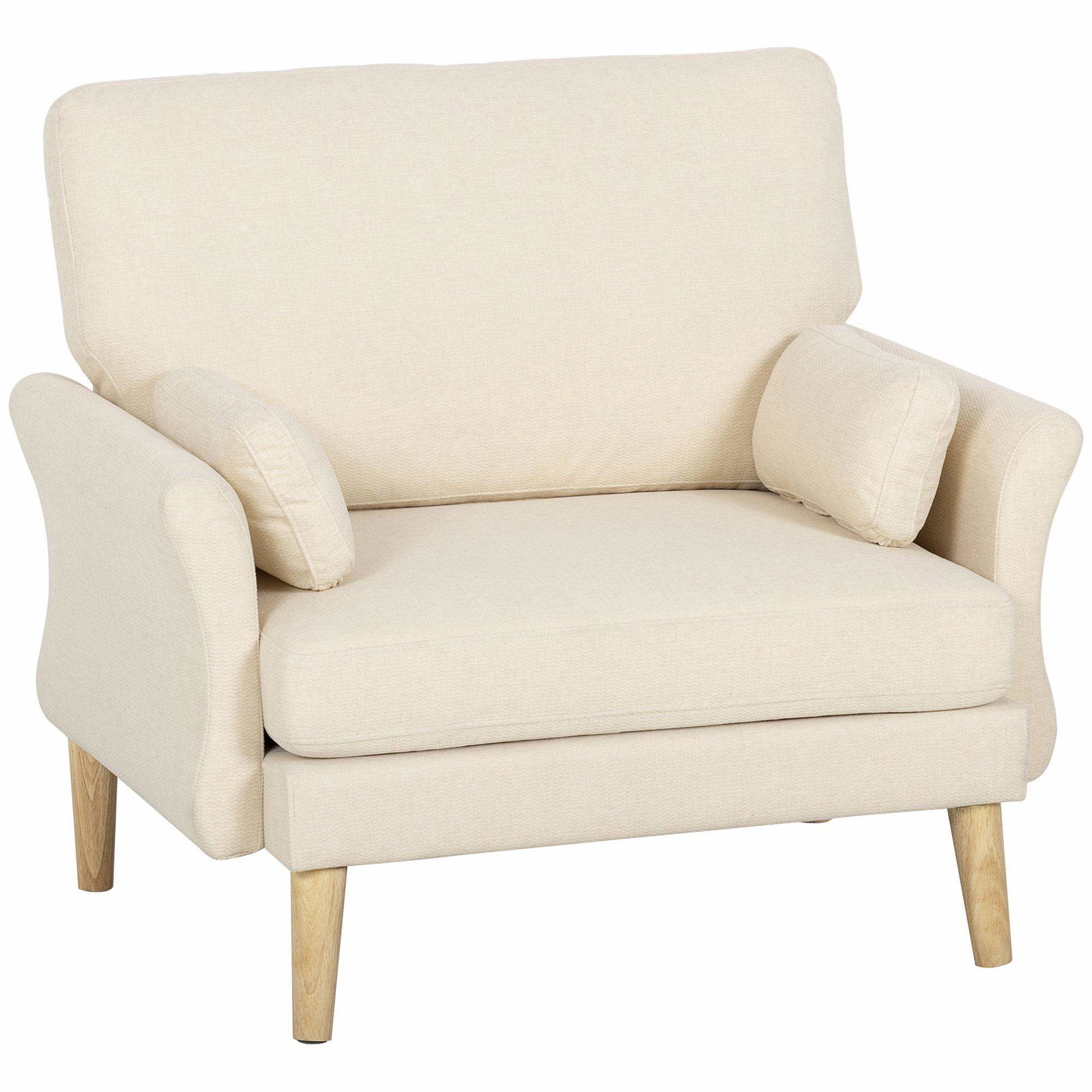 Överdimensionerad krämfärgad accentstol med träben | Hem & Hobby | Pryloteket