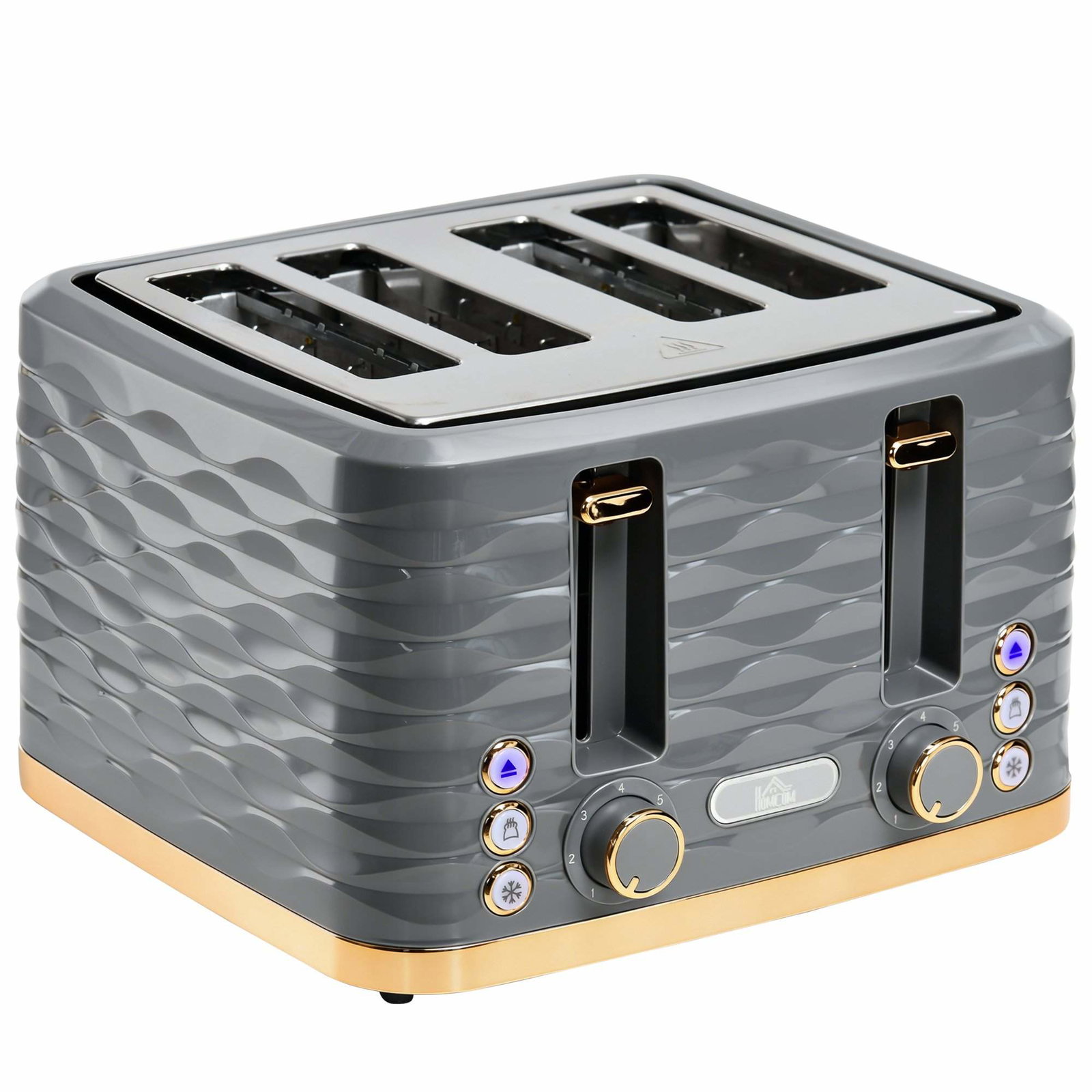 4-skivers brødrister, 7 bruningsniveauer, High-Lift, gråt bølgedesign