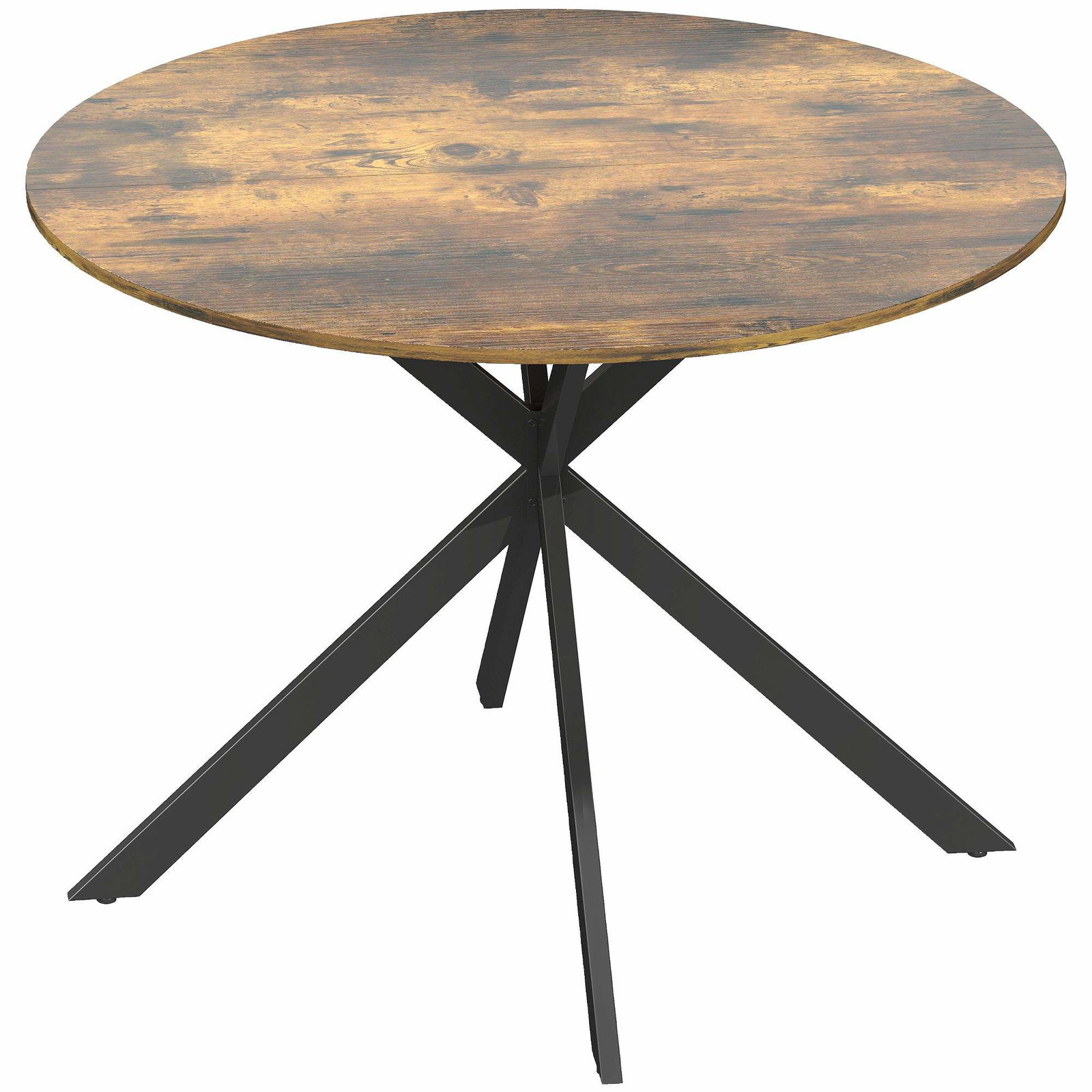 Rundt spisebord til 4 – Rustik brun, industriel stil