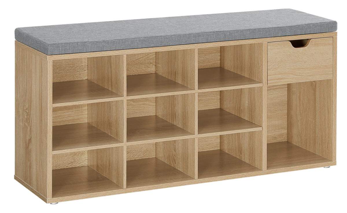 Skoskåp med sits, 10 hyllor, Sonoma-finish | Hem & Hobby | Pryloteket