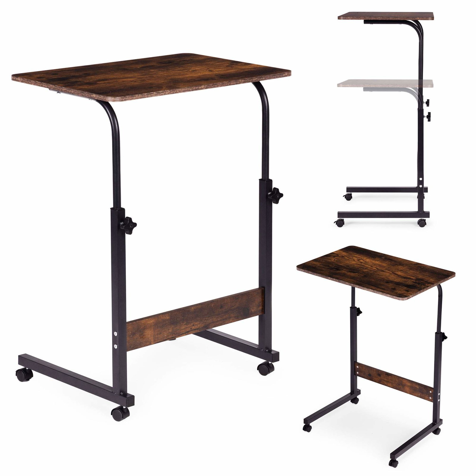 Justerbart mobilt laptopbord – MDF, låsbare hjul