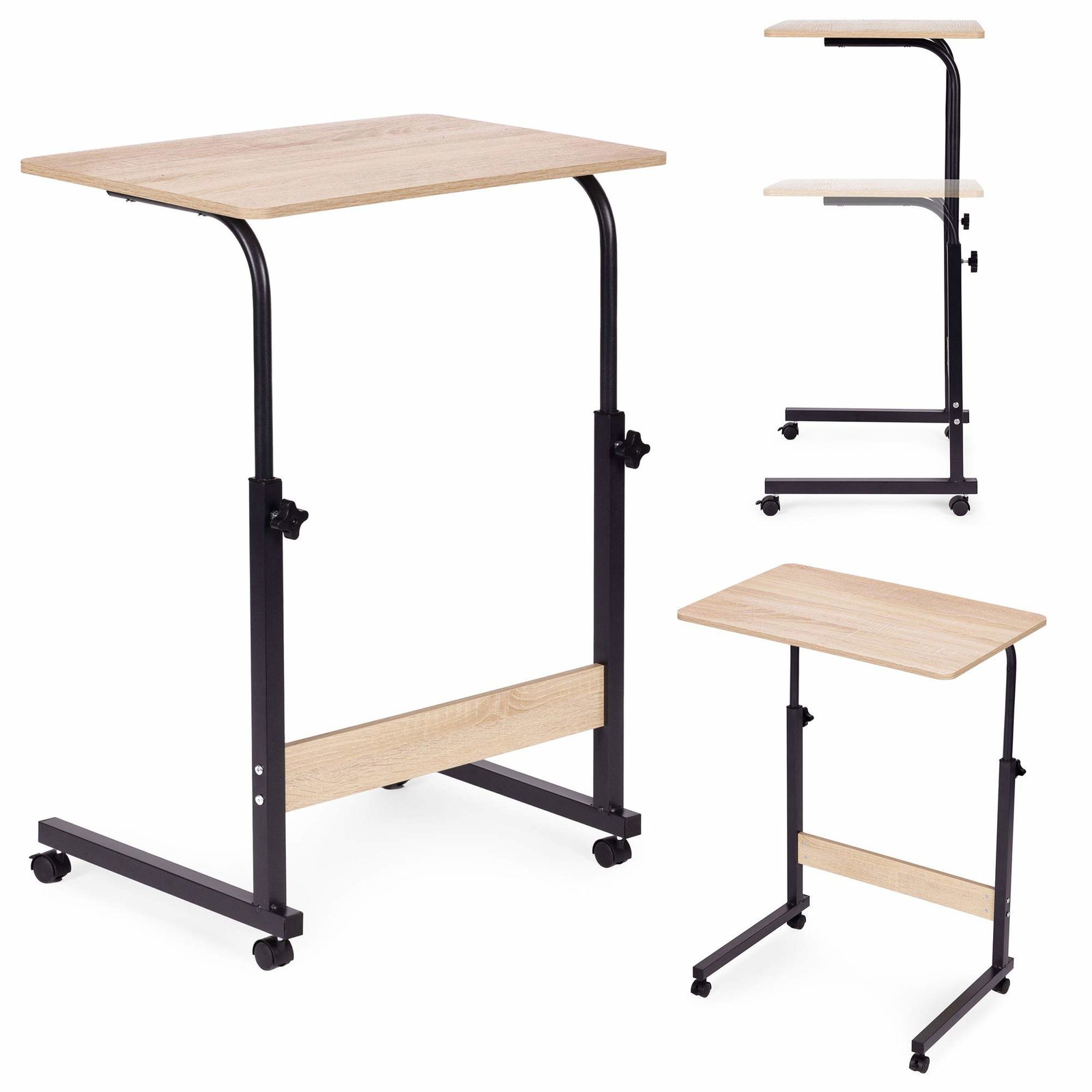Mobilt laptopbord – justerbar højde, lys eg