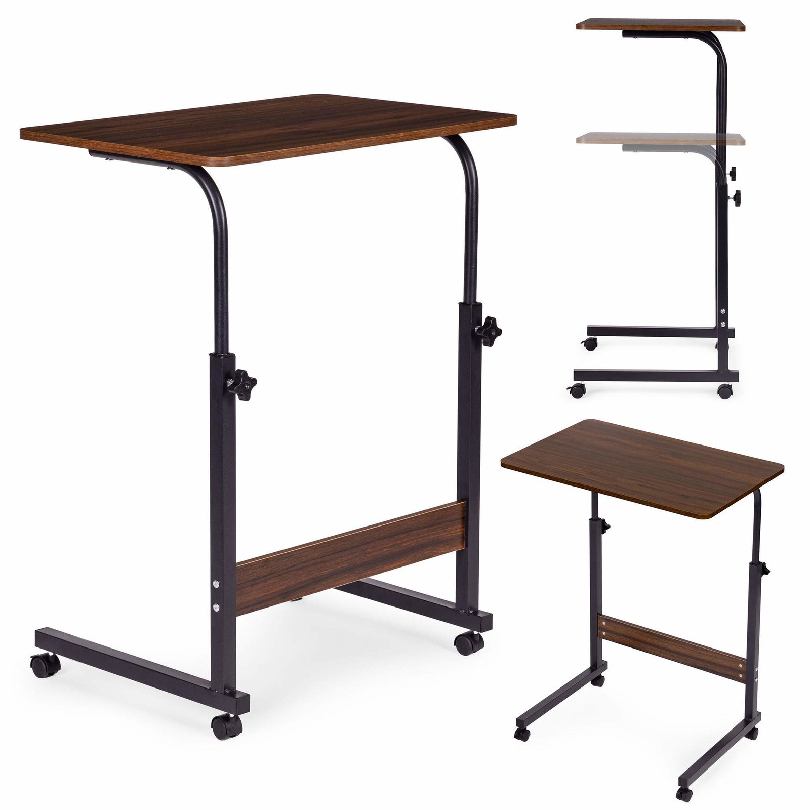 Mobilt laptopbord – justerbar højde, låsbare hjul