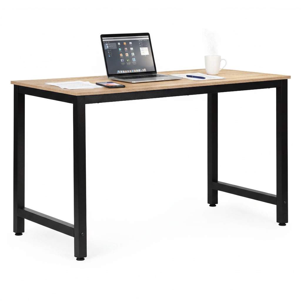 Computerbord 120x60 cm – Lys eg, justerbare fødder