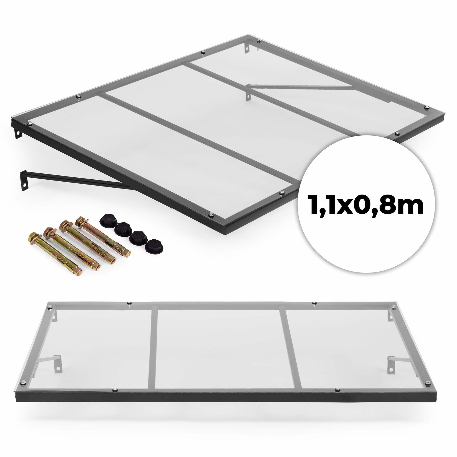 Markise til hoveddør 113x80 cm – UV-beskyttelse, stålramme