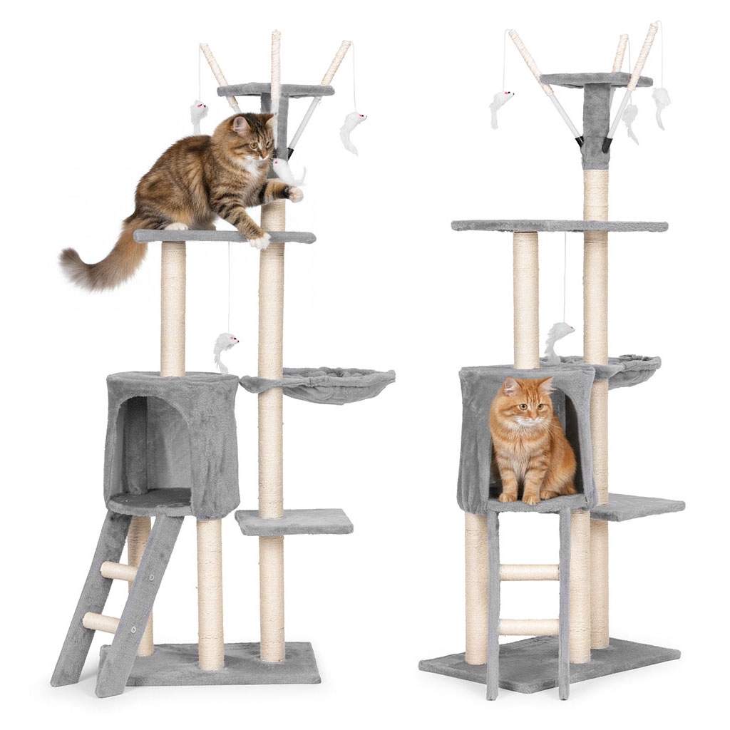 Kradsetårn til katte med hængekøje og sisalstolper, 134 cm