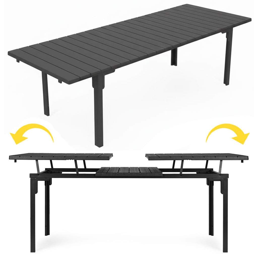 Utdragbart trädgårdsbord för 12 personer, stål och HDPE, 180–240 cm | Hem & Hobby | Pryloteket