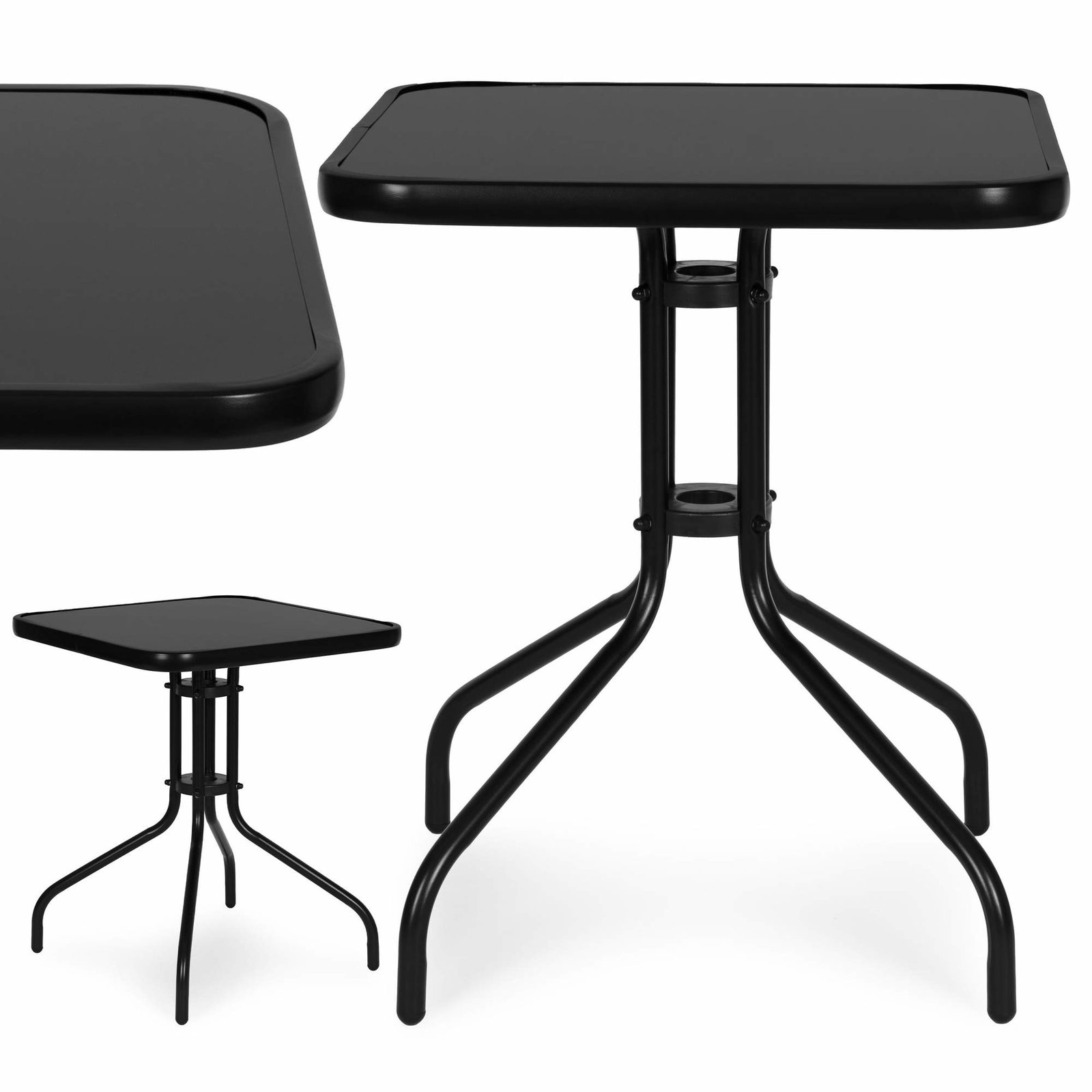 Firkantet havebord – 60 cm hærdet glas, vejrbestandigt