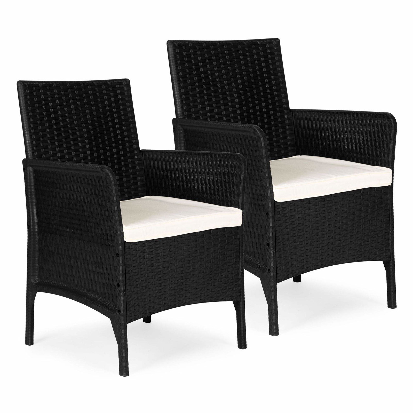 Havestolesæt med hynder – Rattan-look, vejrbestandig