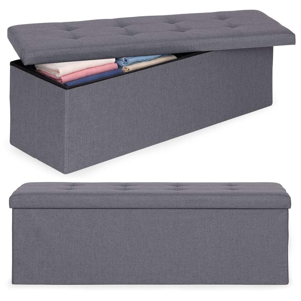 Tuftet opbevaringsfodskammel 111x38 cm – lysegrå bænk