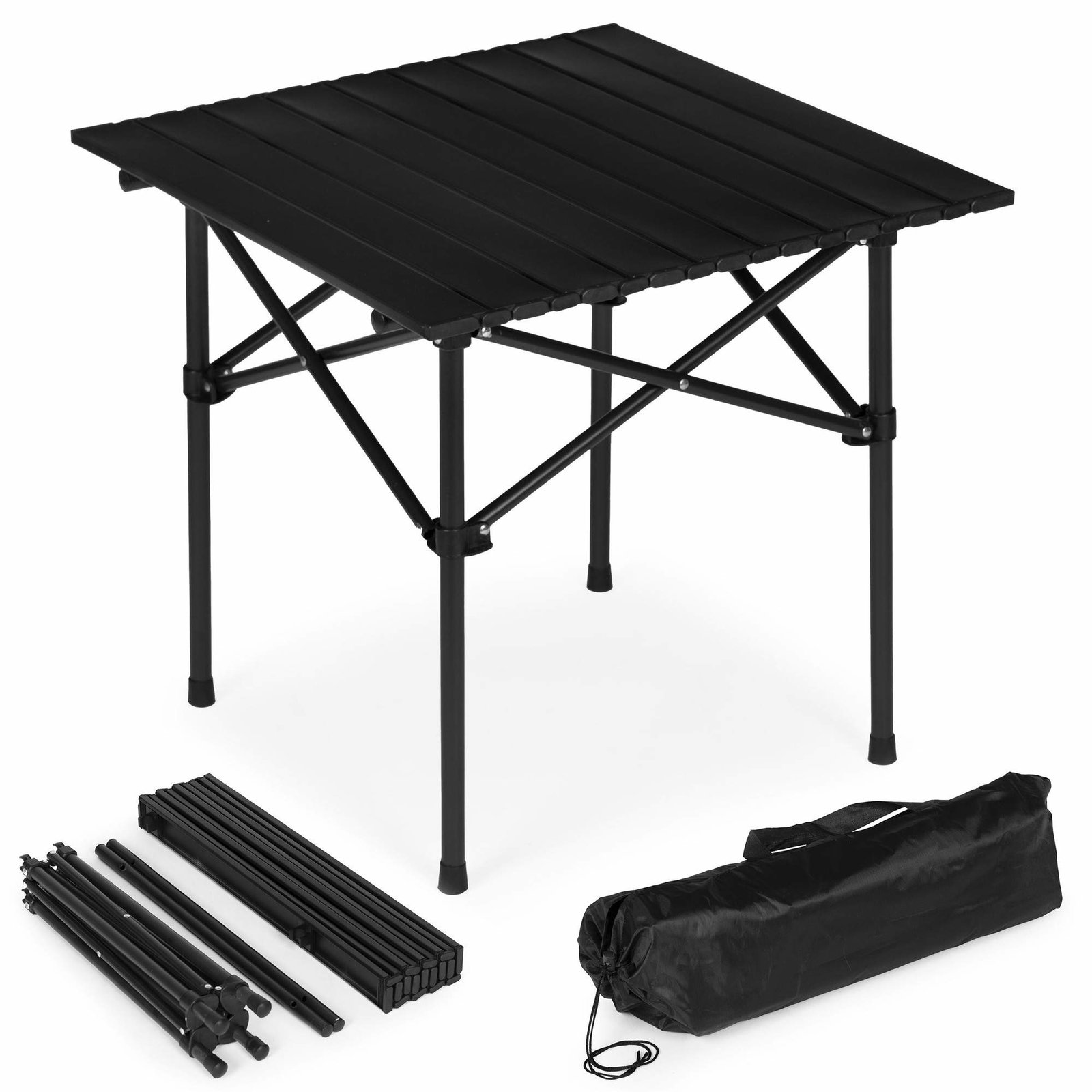 Sammenklappeligt campingbord med bæretaske – Kulstofstål, 53x55 cm