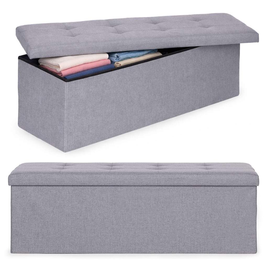 Tuftad förvaringsottoman – ljusgrå, 111x38 cm | Hem & Hobby | Pryloteket