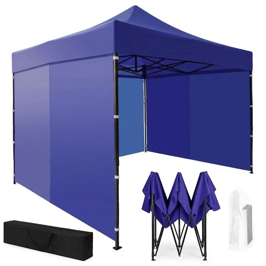 Automatisk pop-up havetelt, 3x3m, blå, vejrbestandig