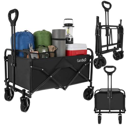 Hopfällbar trädgårdsvagn – 90 liter, 100 kg kapacitet, 4 hjul | Hem & Hobby | Pryloteket