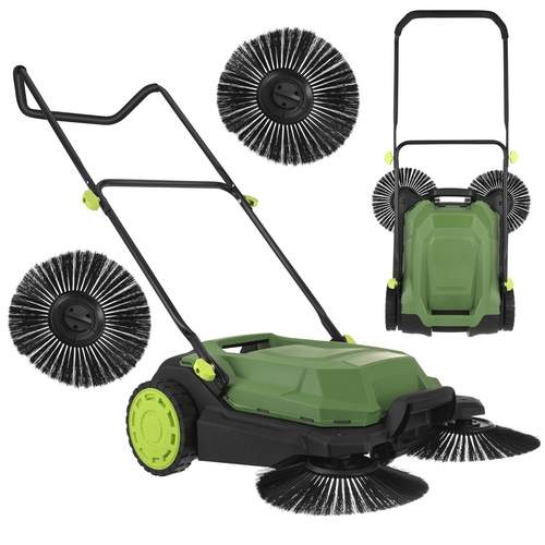 Manuell lövsopare – 68 cm, 3 borstar, 24 liters behållare | Hem & Hobby | Pryloteket