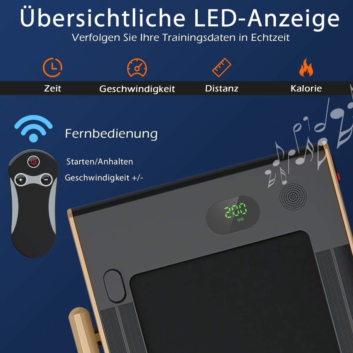 2-i-1 hopfällbart löpband med LED och Bluetooth-högtalare | Hem & Hobby | Pryloteket