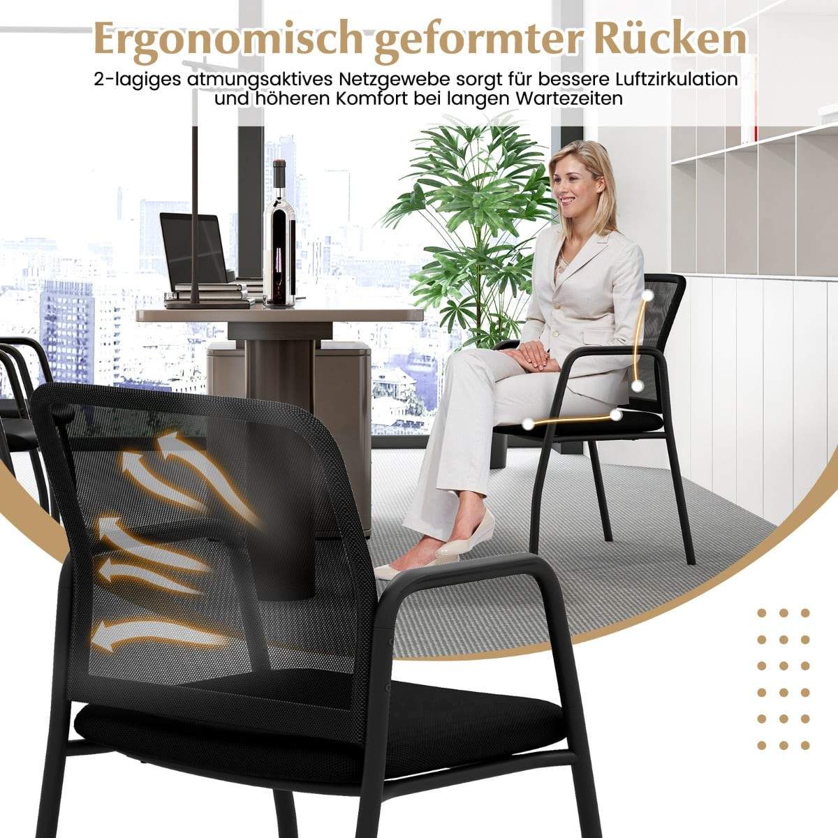 Konferensstolar Set om 2 – Ergonomiska, Andningsbara, Svarta | Hem & Hobby | Pryloteket