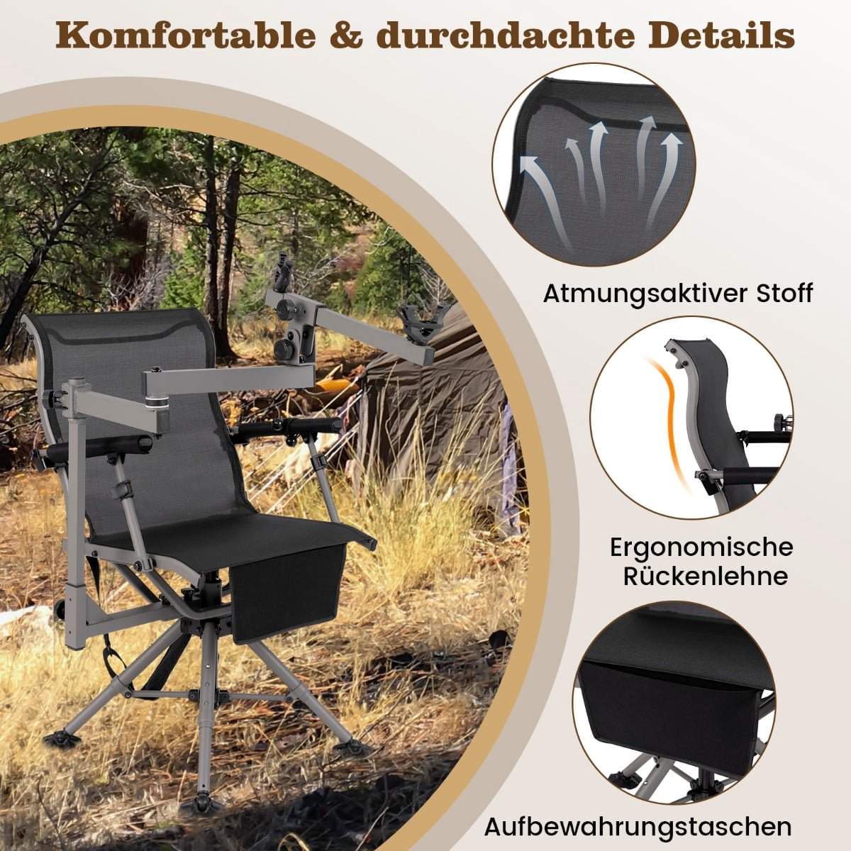 360 graders snurrstol med justerbara ben – bärbar och ergonomisk | Hem & Hobby | Pryloteket