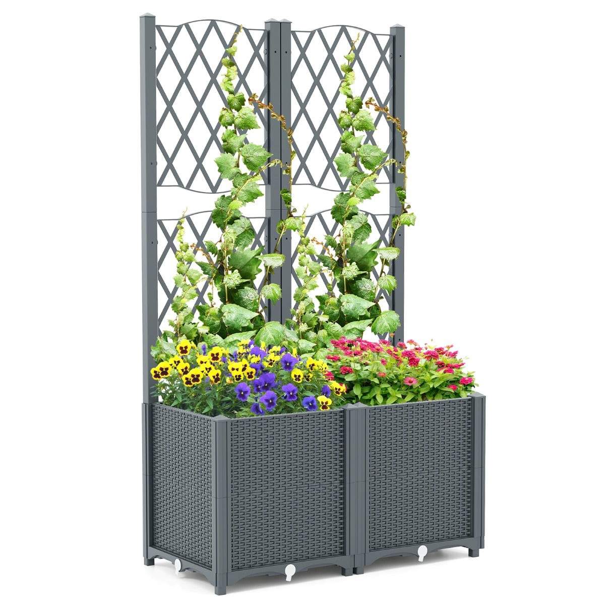 Plantekasse med espalier – Selvvandende, 80x40x140 cm, Grå