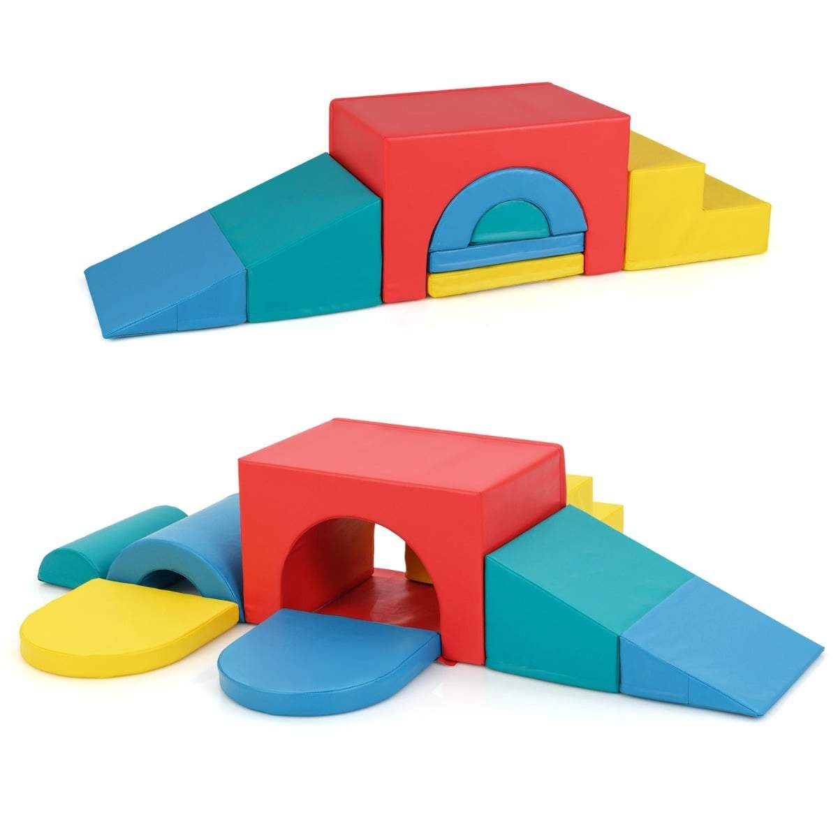 Klatreklodser i blødt skum – 7 dele, PU-læder