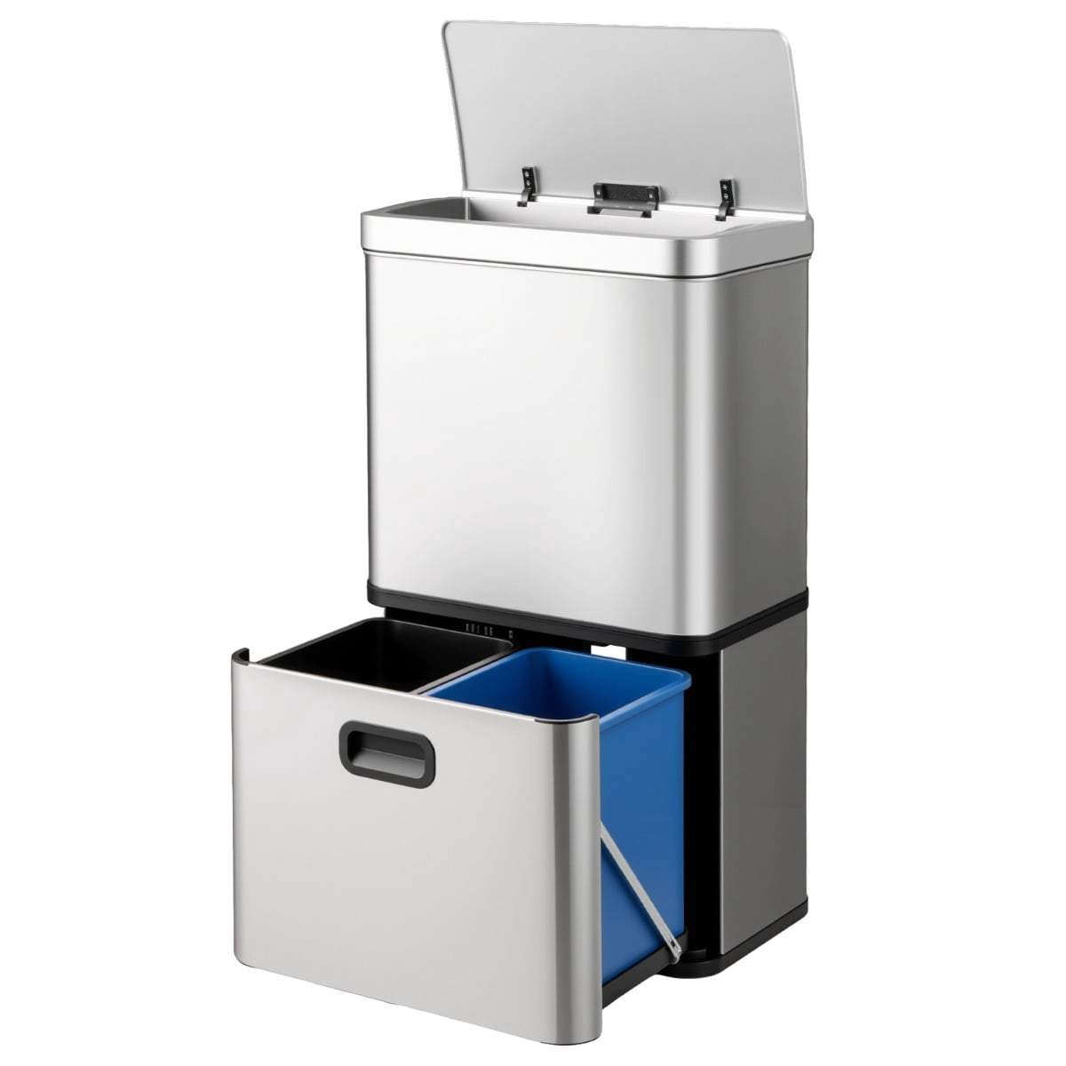 56L sensor skraldespand – rustfrit stål, dobbelt rum