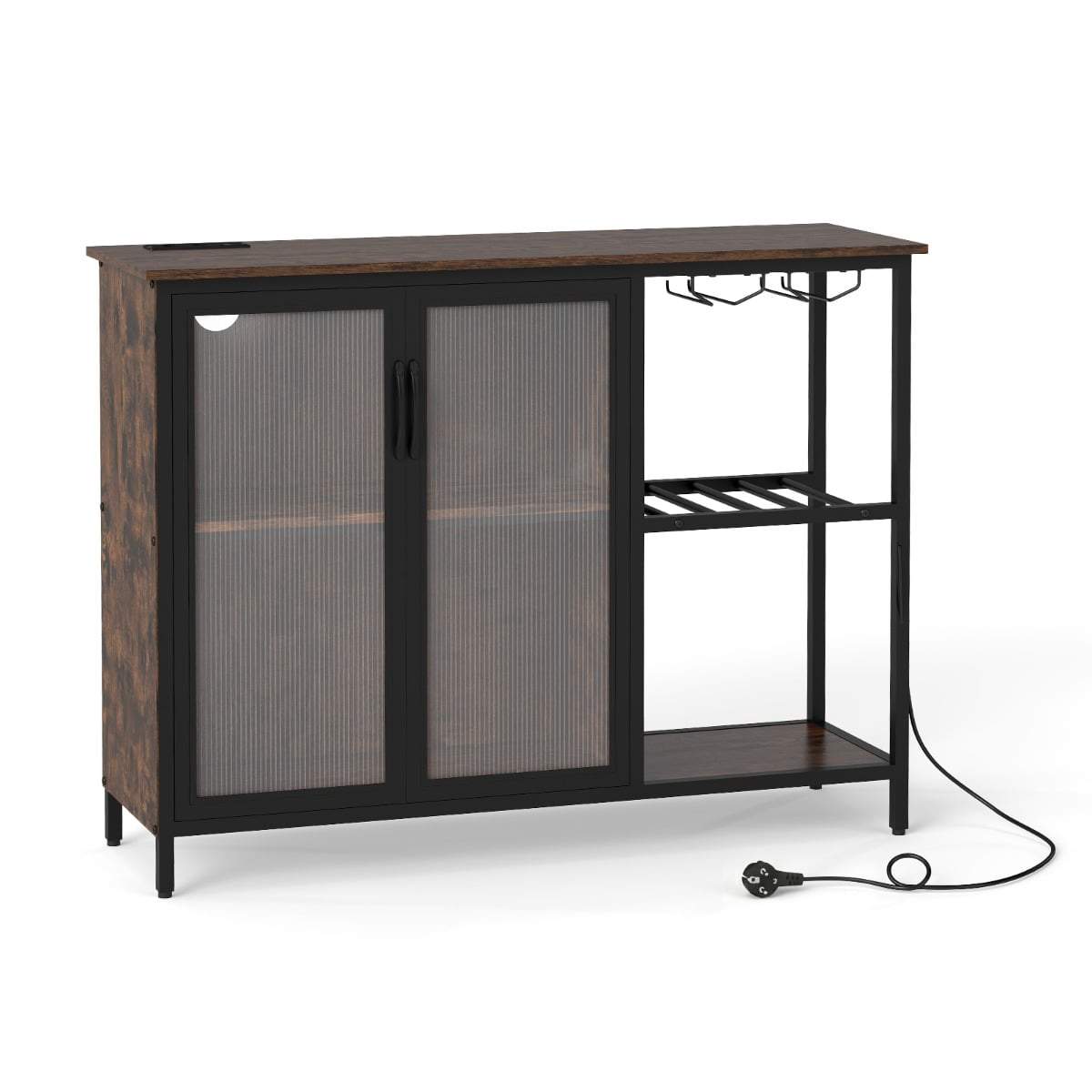 Vinskåp med LED-lampor, glashållare och laddningsportar | Hem & Hobby | Pryloteket