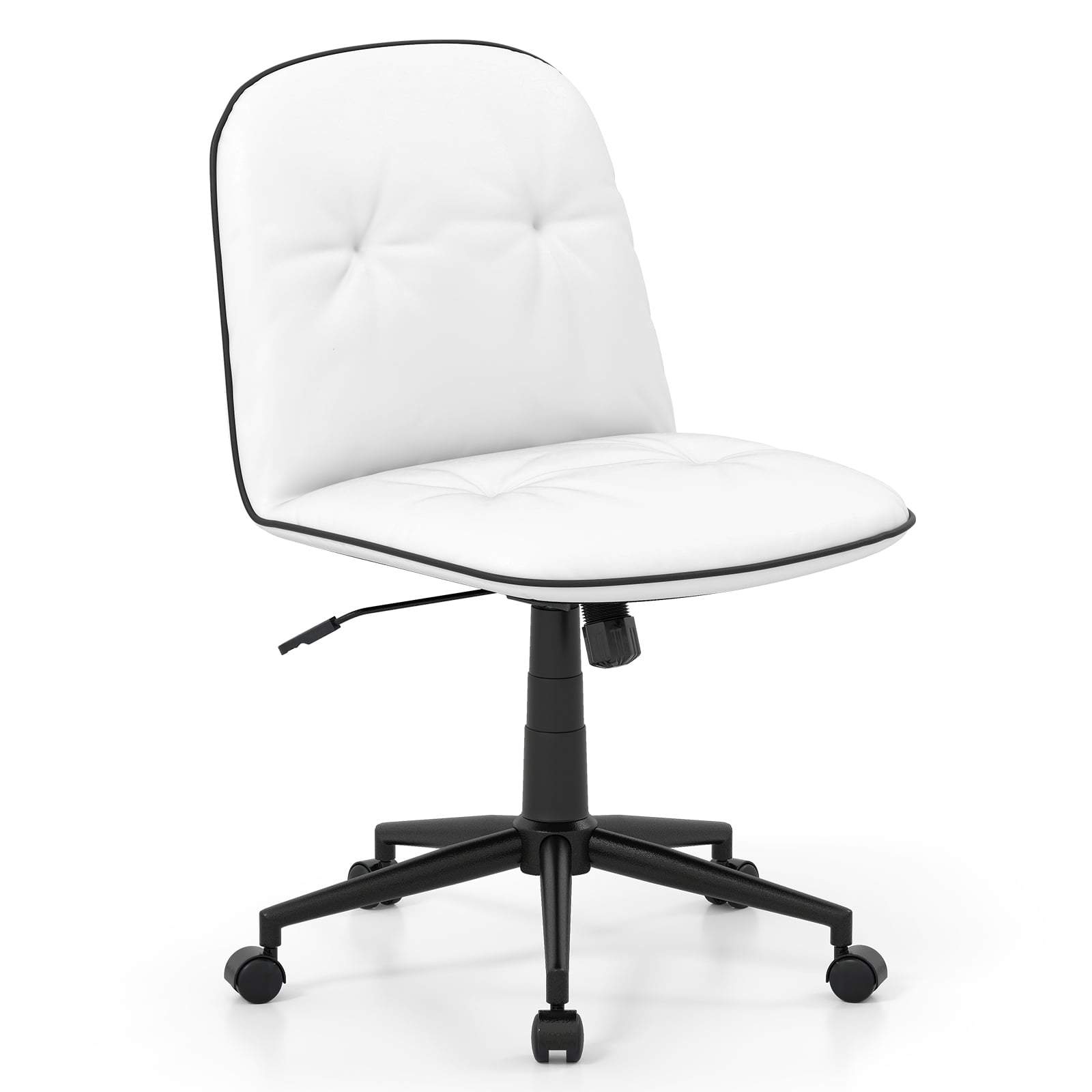 Hvid armløs kontorstol – justerbar, ergonomisk, drejelig