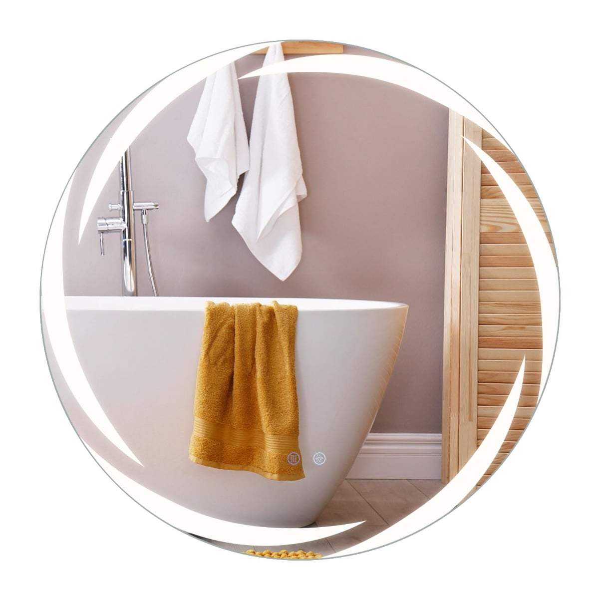Rundt LED-badeværelsesspejl – 70 cm, antidug, dæmpbar
