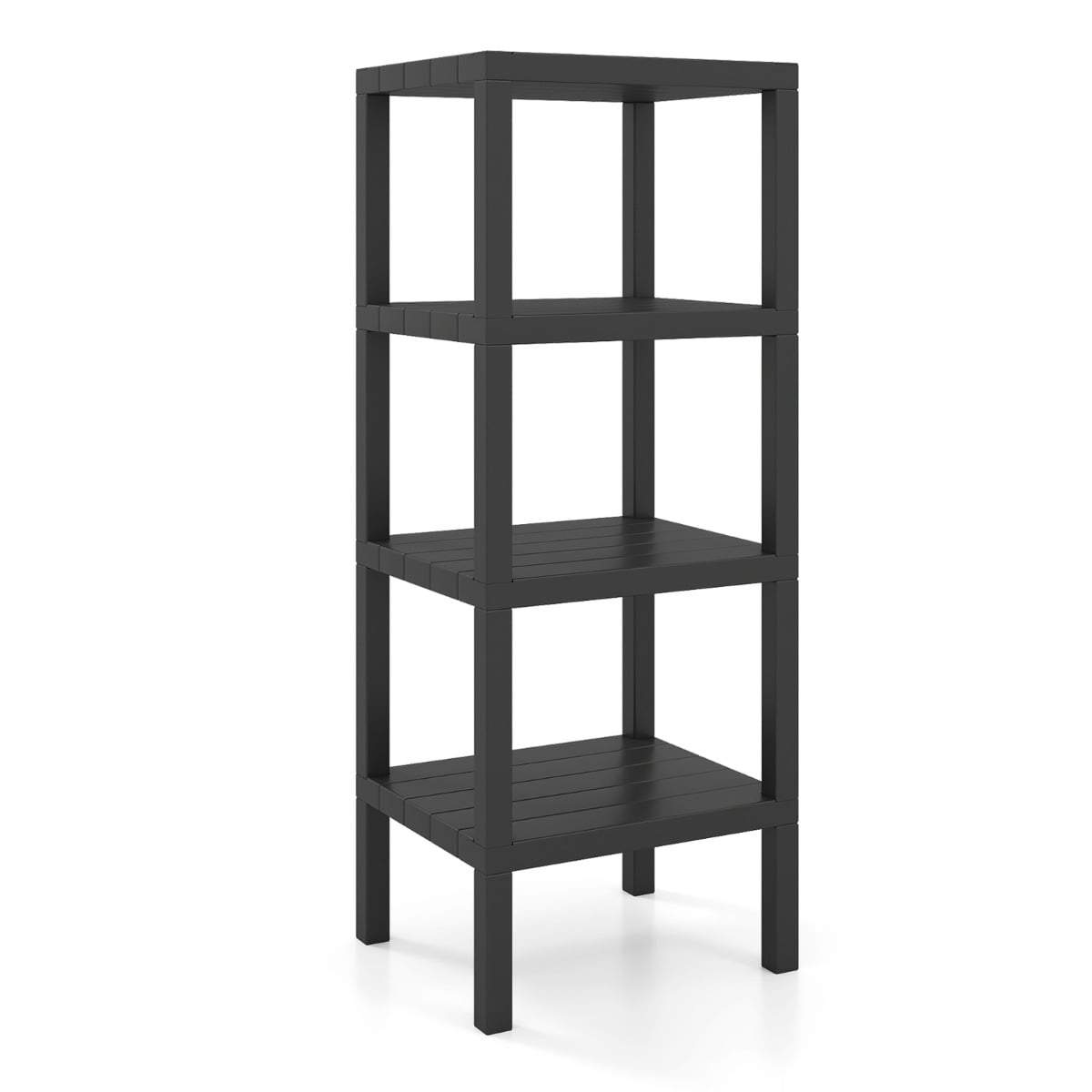4-vånings svart plasthylla – platsbesparande, vattentålig | Hem & Hobby | Pryloteket