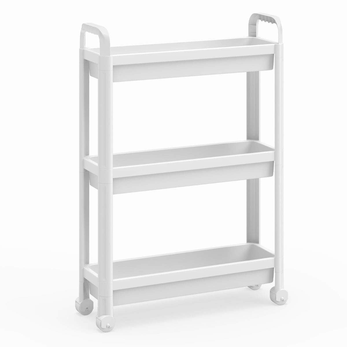Slank 3-lags rullevogn – hvid, pladsbesparende opbevaring