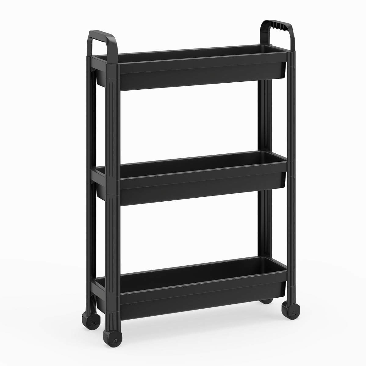 Smal 3-vånings rullvagn med handtag – svart | Hem & Hobby | Pryloteket